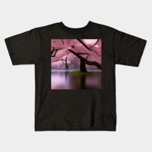 Beaux Animes Art Fantasy Japanese landscape with cherry blossoms Kids T-Shirt